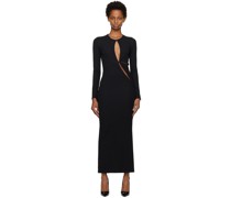 Black Anglaise Column Maxi Dress