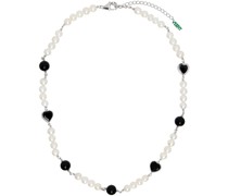 SSENSE Exclusive White Gold Heart Pearl Necklace