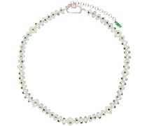 White Gold & Green Polka Dot Pearl Necklace