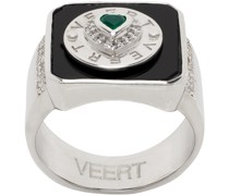 SSENSE Exclusive White Gold & Onyx Signature Ring