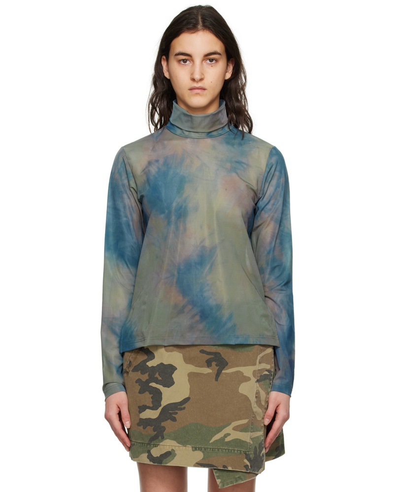 Song For The Mute Damen Blue Tie-Dye Turtleneck