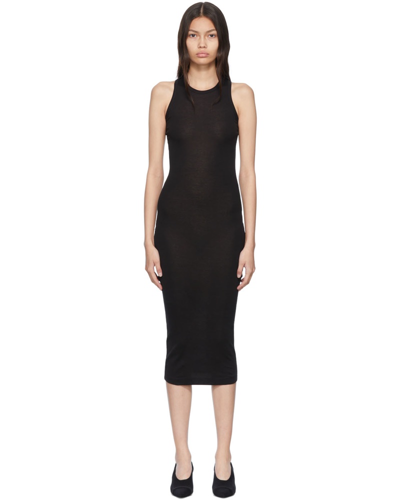 WARDROBE.NYC Damen Black Cotton Midi Dress