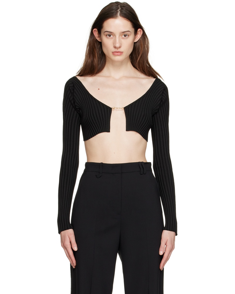 Jacquemus Damen Black Le Papier 'La Maille Pralu' Cardigan
