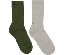 Two-Pack Khaki & Gray Socks