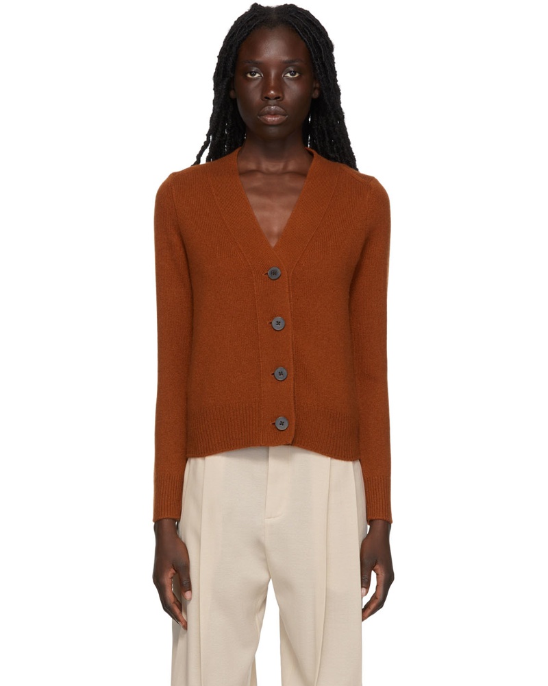 Vince Damen Orange Cashmere Cardigan