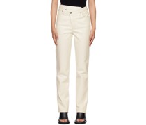 White Criss Cross Leather Pants