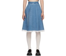 SSENSE Exclusive Blue Pleated Denim Midi Skirt