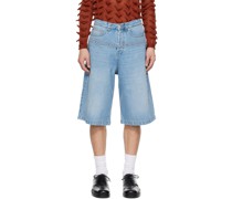 Blue Corded Denim Shorts
