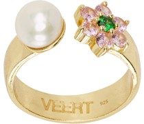 Gold Freshwater Pearl Flower Ring