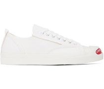 White Raw Edge Sneakers