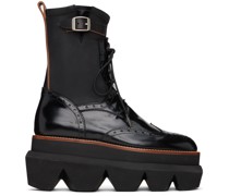 Black Wingtip Engineer Boots