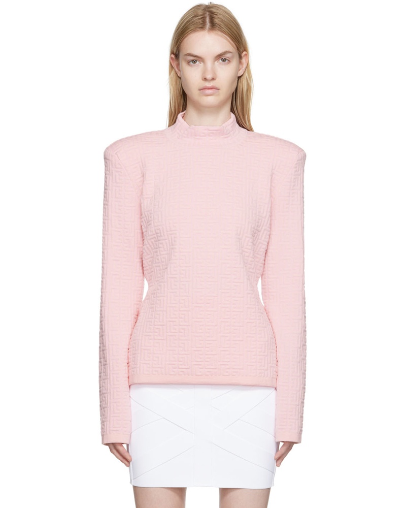 Balmain Damen Pink Monogram Turtleneck