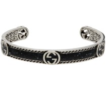 Silver & Black Interlocking G Bracelet