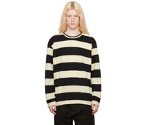 Black & Off-White Striped Long Sleeve T-Shirt