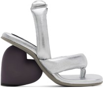 Silver Love Heeled Sandals