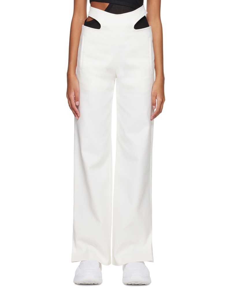 Dion Lee Damen White Y-Front Buckle Trousers Dion Lee Damen White Y-Front Buckle Trousers