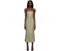 Khaki Bodice Faux-Leather Midi Dress