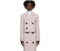 Pink Gabardine Double-Breasted Short Blazer