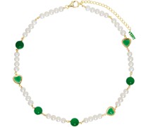 Gold & Green Pearl Necklace