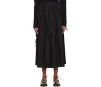 Black Shirring Maxi Skirt