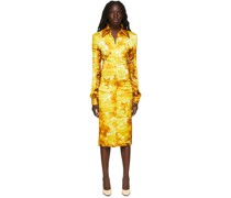 Wadded Satin Shirt Dress