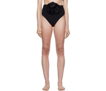 Black Flower Appliqué Bikini Bottoms