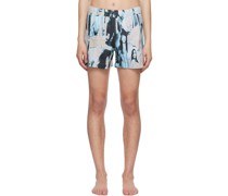 Blue Printed Swim Shorts