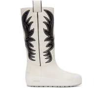 White Curling Montana Combat Boots