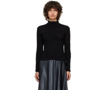 Black Shirred Turtleneck