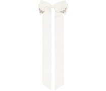 Off-White Long Embellished Bow Hair Clip