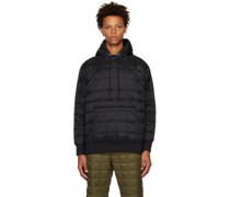 Black Quilted Down Hoodie