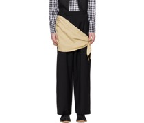 Black & Beige Wrapped Trousers