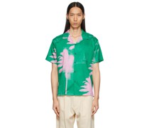 Green & Pink Palm Camp Shirt