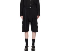 Black Water-Repellent Cargo Shorts