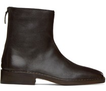Brown Piped Zipped Boots