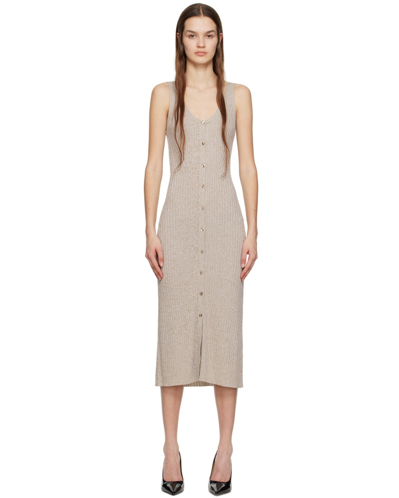 HUGO BOSS Damen Beige Sleeveless Midi Dress