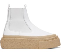 White Leather Platform Chelsea Boots
