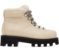 Beige Shearling Hiking Boots