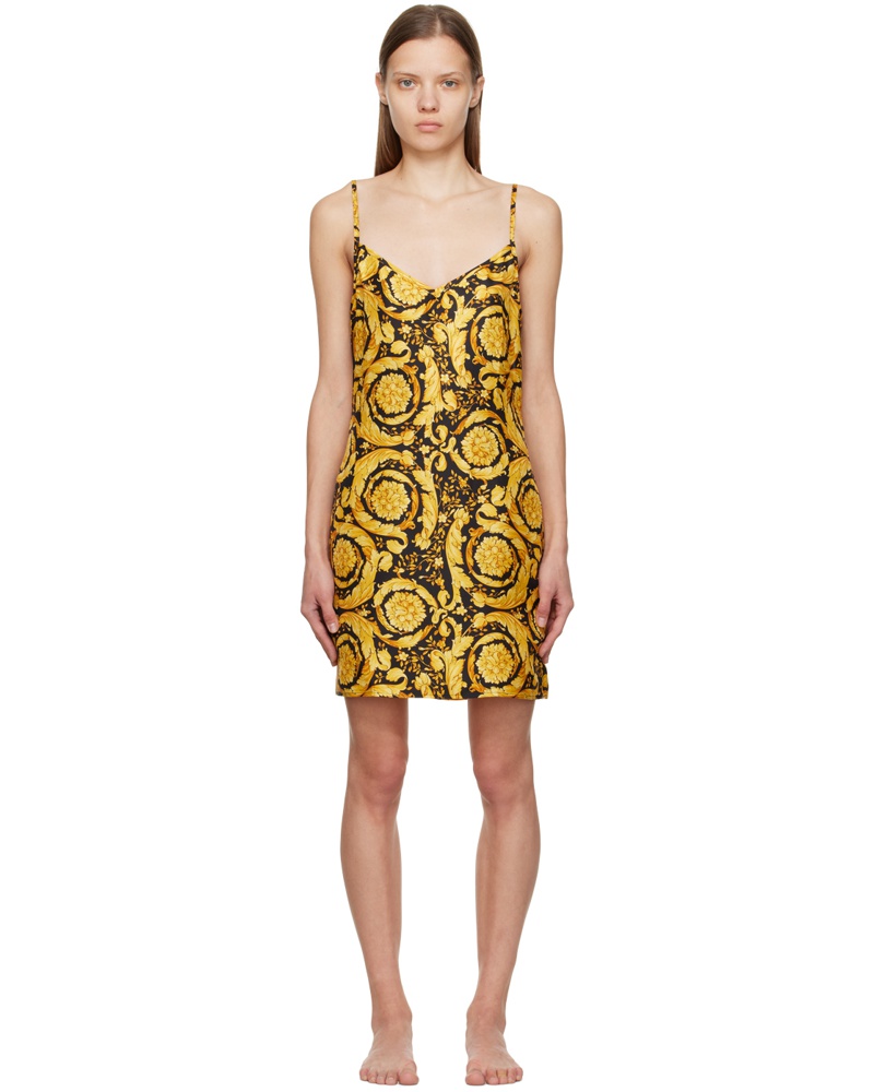 Versace Damen Yellow & Black Barocco Minidress