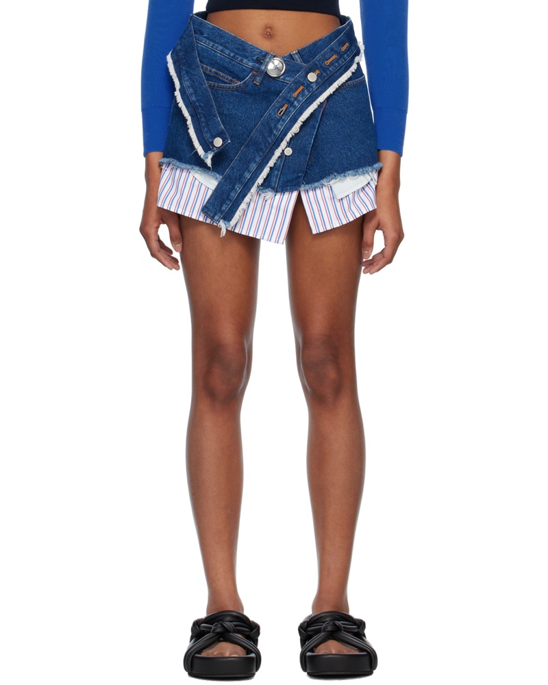 Meryll Rogge Damen Blue Wrap Denim Miniskirt