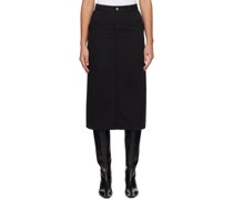 Black H-Line Denim Midi Skirt