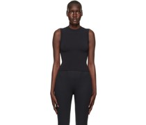 Black Cotton Jersey Mock Neck Tank Top