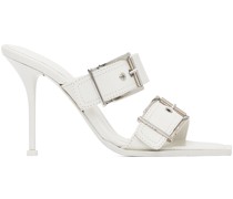 White Double Buckle Punk Mules