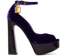 Purple Peep Toe Platform Heeled Sandals