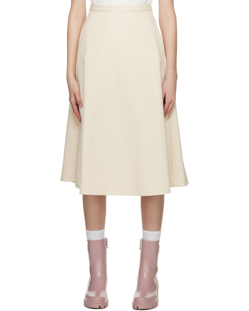 Moncler Damen White A-Line Midi Skirt