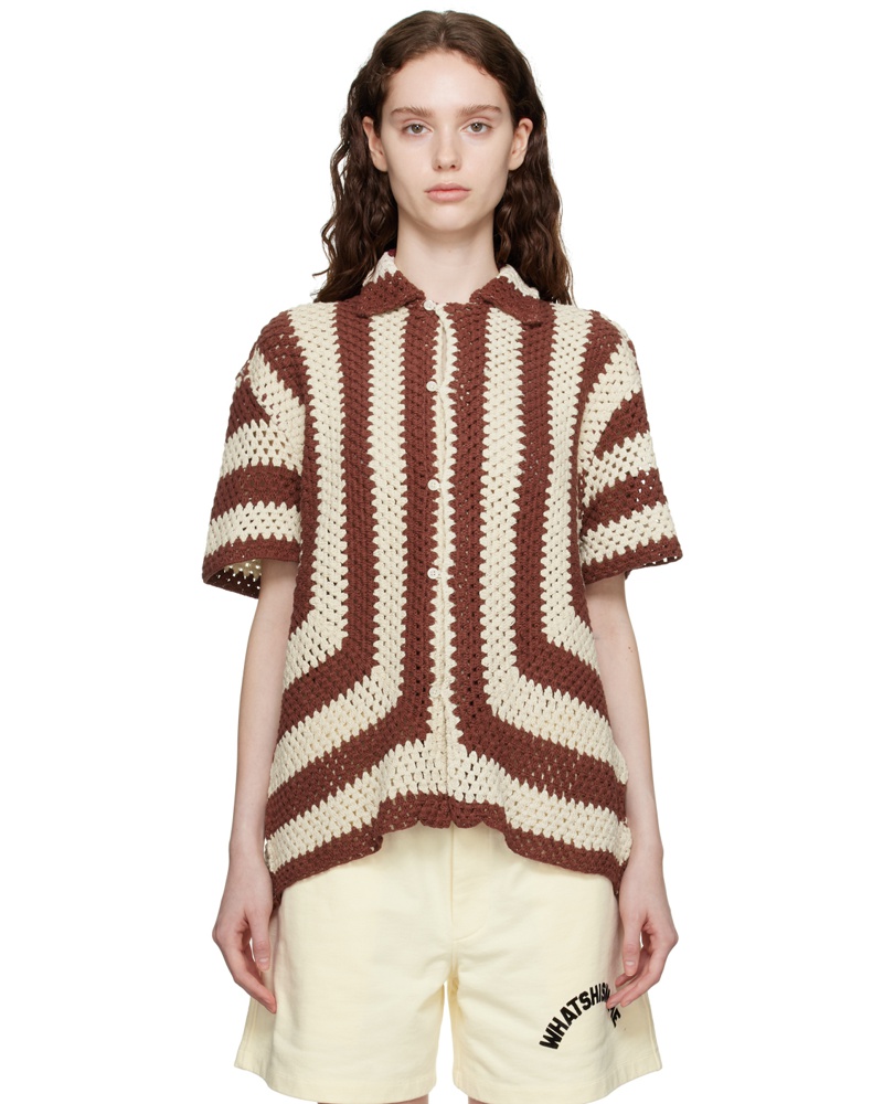 BODE Damen Burgundy & Off-White Flagship Shirt