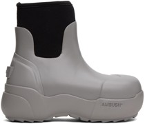 Gray & Black Square Toe Boots