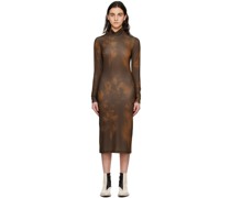 Brown Soril Print Midi Dress