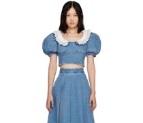 SSENSE Exclusive Blue Cropped Denim Blouse
