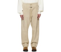 Beige Relaxed Leather Pants